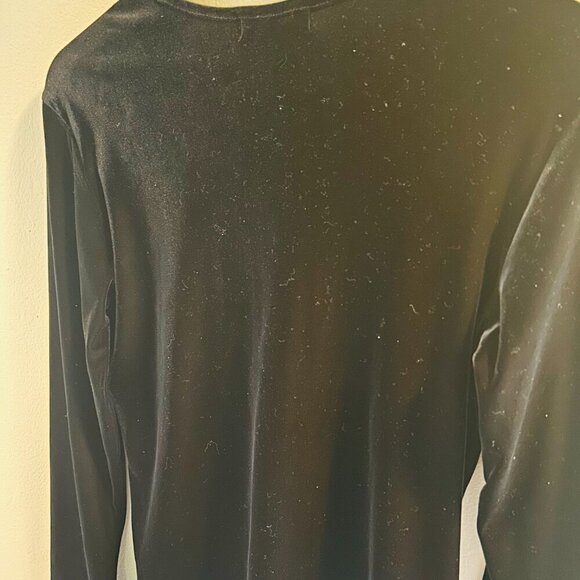 Eddie Bauer Long Sleeve Velvet Top Womens Size Medium Black V-Neck Blouse 90s - Picture 9 of 10